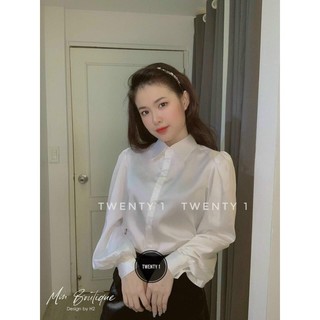 Áo Sơ Mi Lụa Trơn Tay Bồng