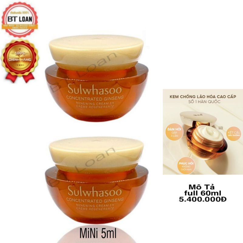 Kem tái tạo da từ nhân sâm cô đặc Sulwhasoo Concentrated Ginseng Renewing Cream 5ml