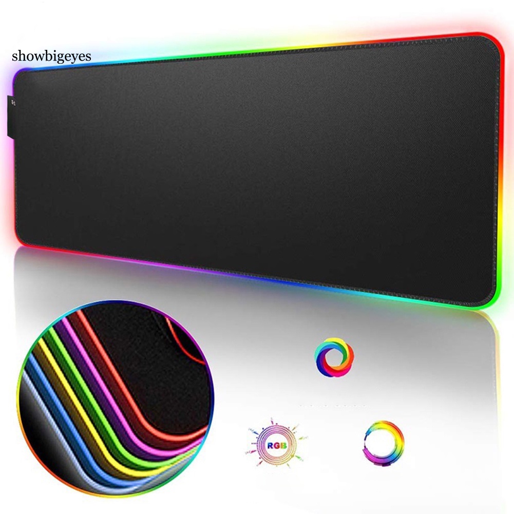 SGES LED Luminous Colorful RGB Lights Anti-slip Gaming Mouse Pad Mat for Computers
