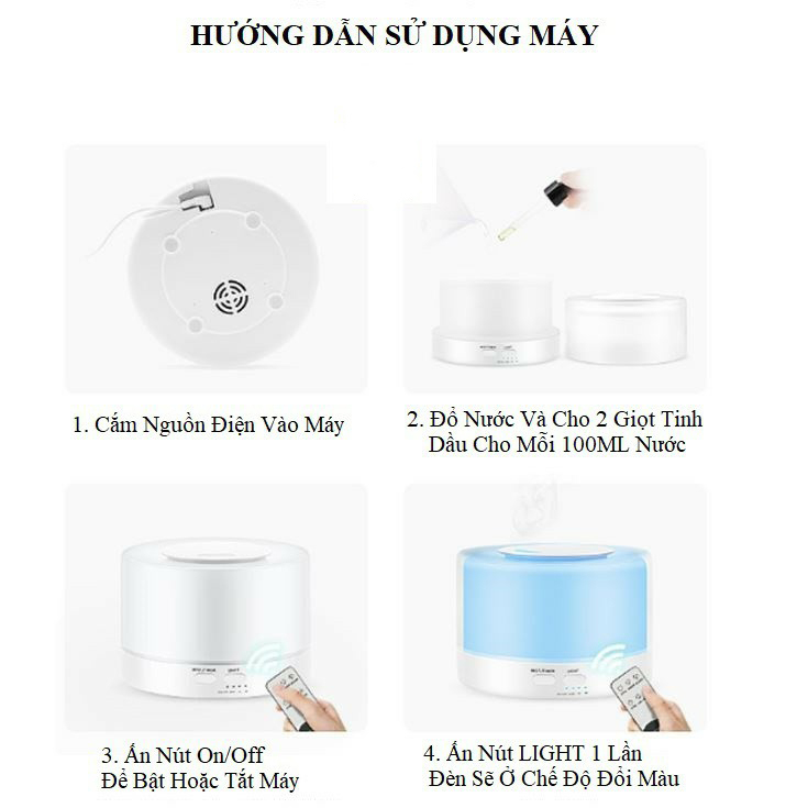 WHT 500ml Máy lọc không khí gia đình công suất lớn Điều khiển từ xa thông minh Máy hương liệu bảo vệ