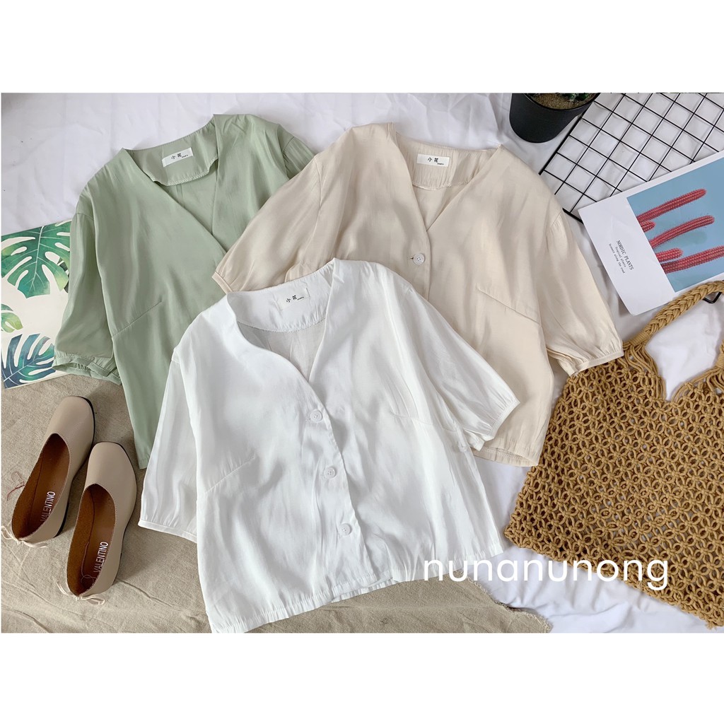 Áo sơ mi cổ tim tay cộc