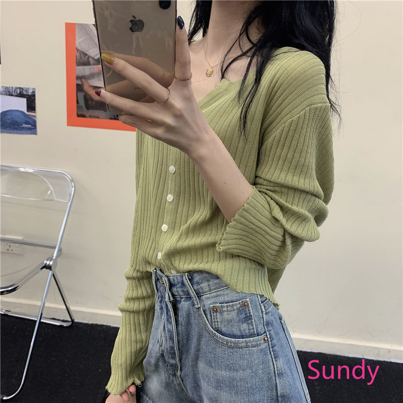 Áo Khoác Cardigan Dài Tay Chống Nắng Xinh Xắn Cho Nữ