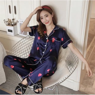 Pyjamas lụa - quần dài áo ngắn
