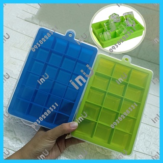 HCM - Khuôn silicon 15 ô và 24 ô làm đá có nắp đậy đáy vát cạnh giúp dễ dàng lấy đá, thạch rau câu