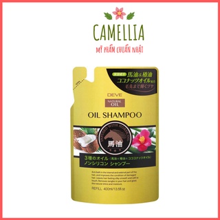 Dầu Gội Chiết Xuất Từ Dầu Ngựa Dầu Dừa, Dầu Hoa Trà Phục Hồi Tóc Hư Tổn Giảm Gãy Rụng Deve Natural Oil Shampoo Túi 400ml