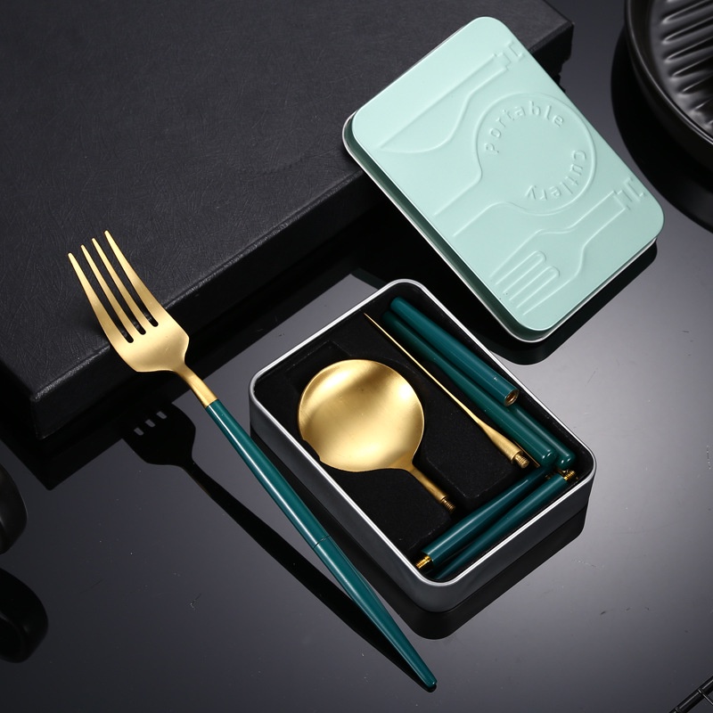 Bộ Dụng Cụ Ăn Bằng Thép Không Gỉ 304 Cao Cấp Tiện Lợi Dễ Sử Dụng