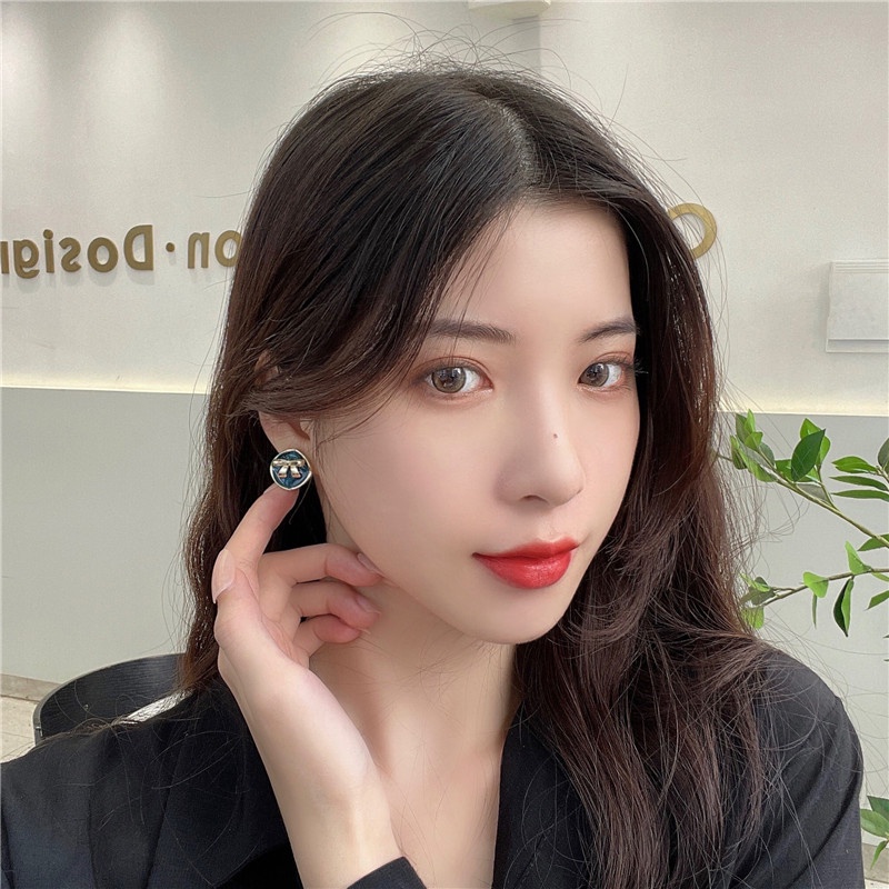 Khuyên tai kẹp không bấm lỗ chốt cố định K181 bằng hợp kim mạ vàng hình vuông đính nơ dáng ngắn Leous Accessories