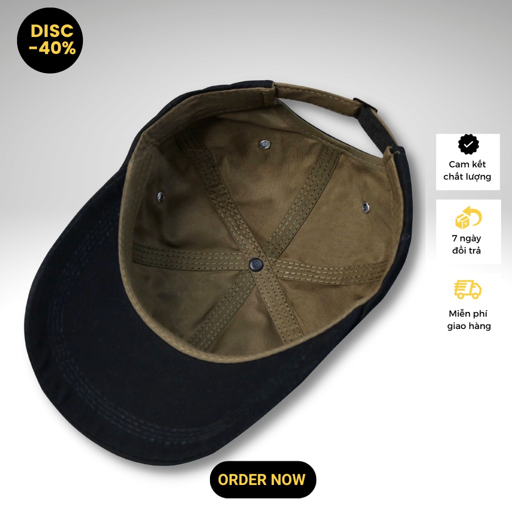 Nón kết mũ lưỡi trai nam nữ màu đen đơn giản 2 lớp dày dặn thời trang siêu HOT
