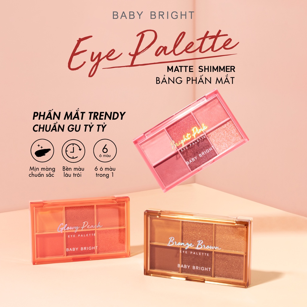 Bảng Phấn Mắt Baby Bright Eye Palette 0.7g, Phấn Lì Và Ánh Nhũ Lấp Lánh