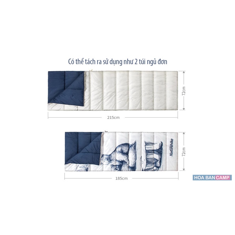 Túi Ngủ Đôi Kèm Gối NatureHike NH21MSD06 | 10-15°C