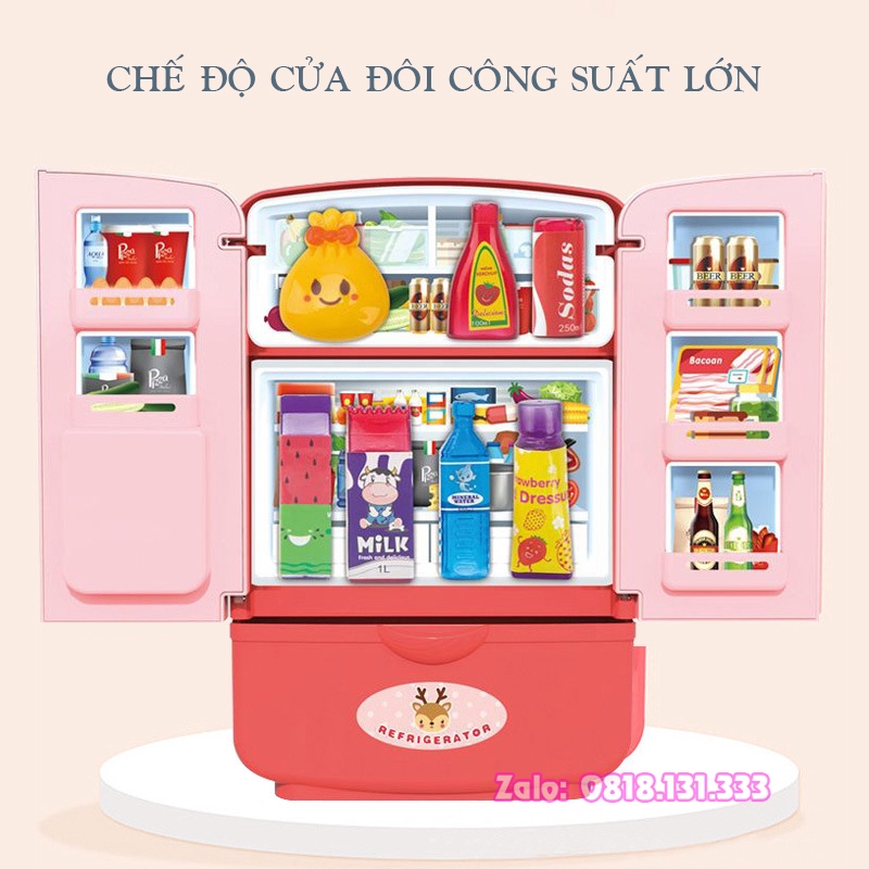 Tủ lạnh đồ chơi cho bé 19cm kèm 8 phụ kiện nhựa cao cấp - GUDETAMA 1996