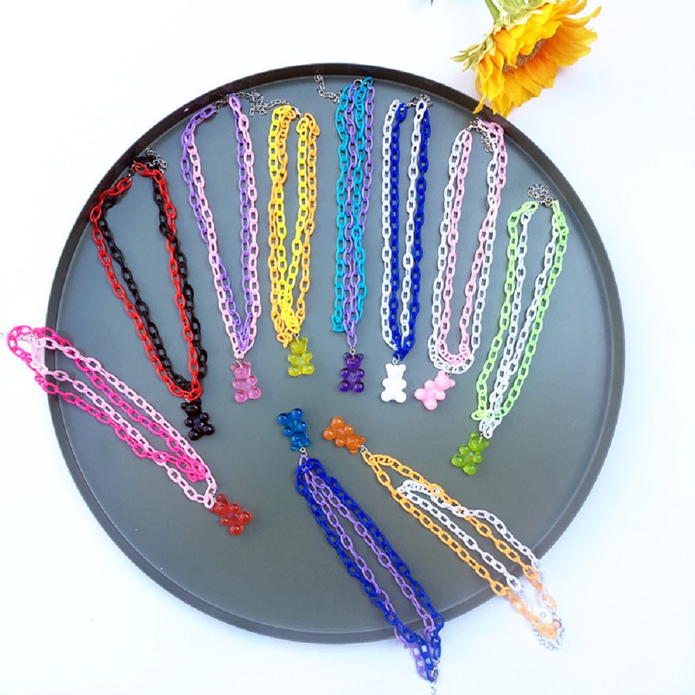 Dây chuyền choker nhiều lớp trang trí gấu xinh xắn cho nữ