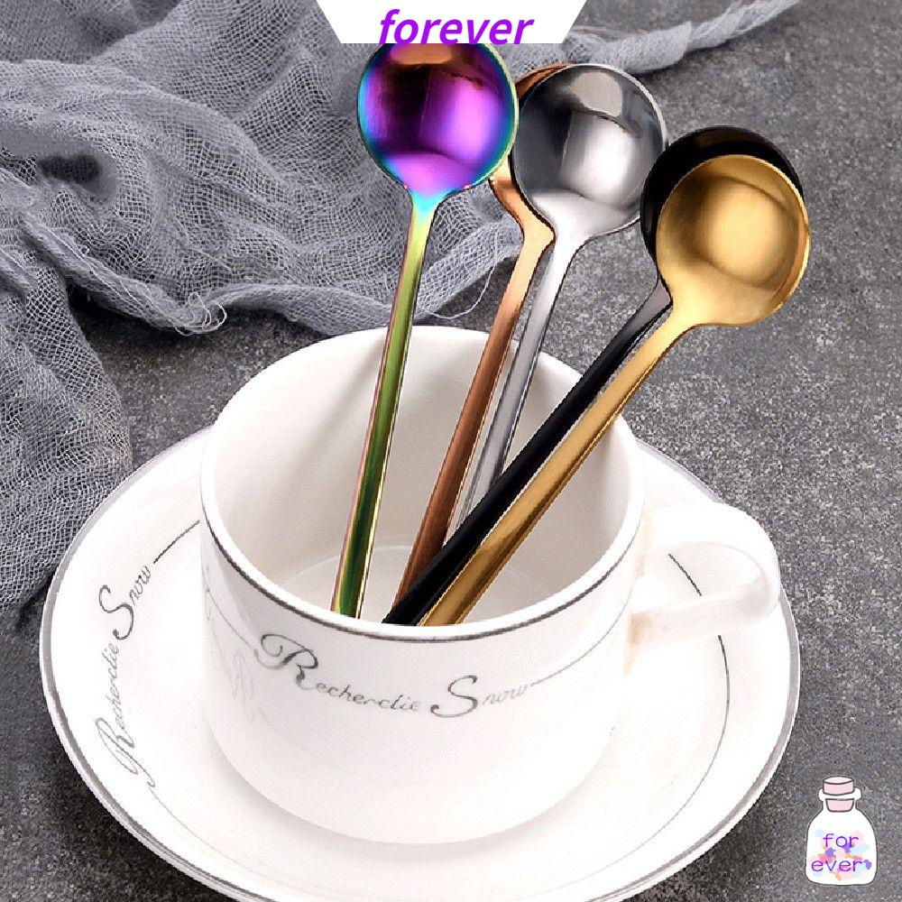 Muỗng cà phê tròn bằng thép không gỉ 304 màu sắc phản quang phong cách Bắc Âu tiện dụng