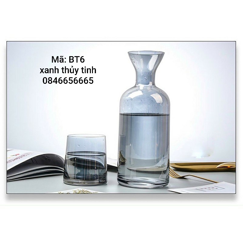 Bình rót thuỷ tinh màu nắp gỗ tròn 1,2l (3 màu)