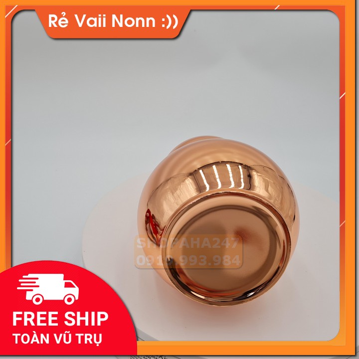 Bình Hồ Lô Inox 2L sáng bóng shopaha247 tặng kèm chén shopaha247 màu vàng đồng dung tích thực 1.6 lít