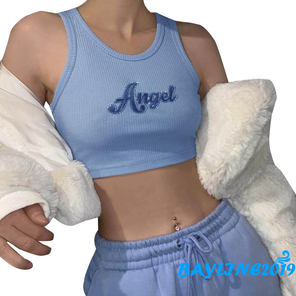 Áo croptop không tay phong cách mùa hè gợi cảm cho nữ