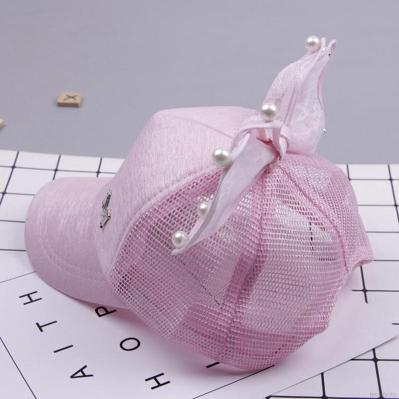 Mũ lưỡi trai nhiều màu phối nơ xinh xắn dành cho bé gái