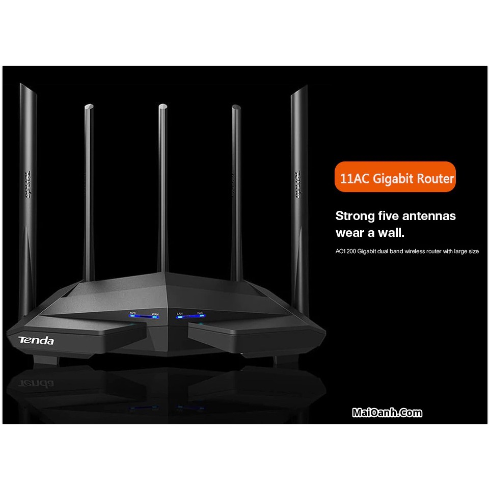 Tenda AC11 - Thiết bị phát Wifi chuẩn AC 1200Mbps (5 anten 6 Dbi)