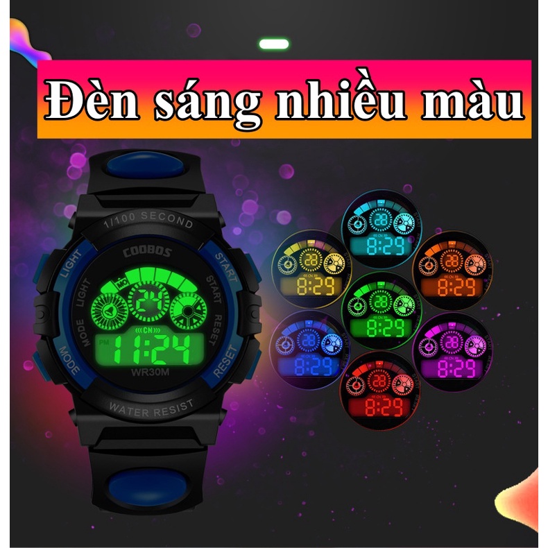 Đồng Hồ điện tử Thể Thao Trẻ Em, học sinh hãng Coobos cho bé trai, bé gái Dây Cao Su