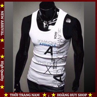 Áo tanktop nam h&h-ttn1 phối họa tiết chữ, 2 màu cơ bản