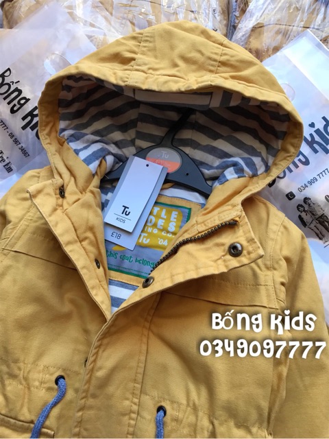 Áo Parka Bé Trai &amp; Bé Gái Túi Nắp Vàng Mustard TU