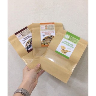 100 Túi zip giấy kraft có cửa sổ size 16cm x 22cm, có đế đứng, có cửa sổ