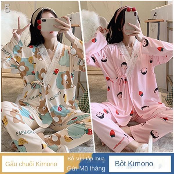 Phù hợp với mùa xuân và thu sau sinh cho con bú, phụ nững thai, đồ ngủ hè mỏng hai bà bú