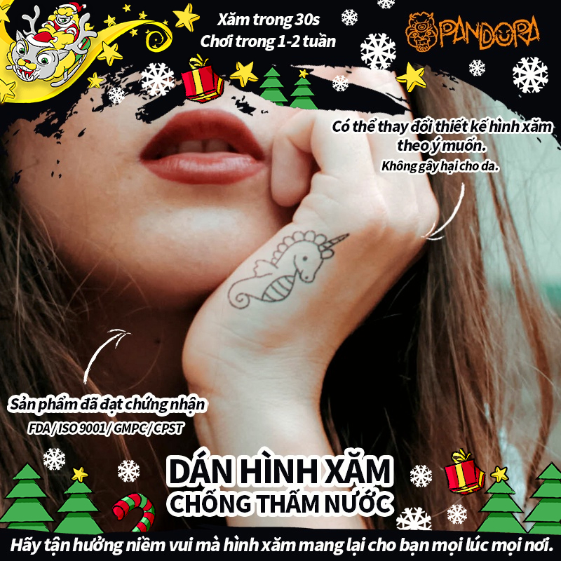 Hình Xăm Dán  cute Tạm Thời Chống Nước  Ngày Thích hợp cho cả nam và nữ SDD-01 PANDORA Magic Tattoo