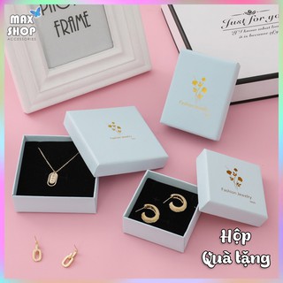 🎁Hộp quà tặng hộp trang sức Màu xanh pastel họa tiết Lá Vàng sang trọng chất liệu cao cấp