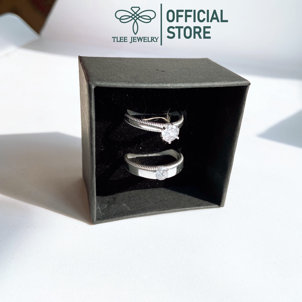 Nhân đôi bạc TLEE mẫu freesize ổ đá sáu chấu viền trơn TleeJewelry ND0103