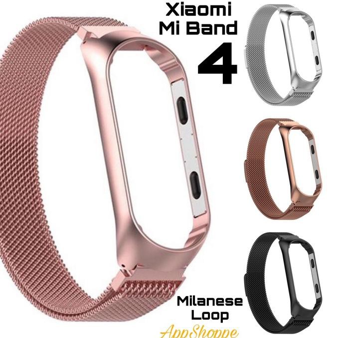 Dây Đeo Inox Milanese Có Nam Châm Cho Đồng Hồ Thông Minh Xiaomi Mi Band 4