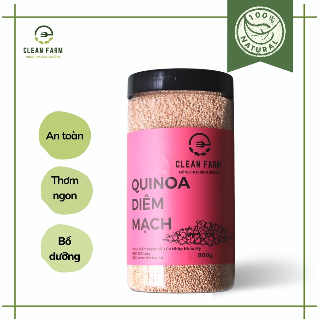 Diêm Mạch Quinoa CLEAN FARM Nhập Khẩu Mỹ - Diêm Mạch trắng phù hợp Eat Clean, giàu chất xơ, hỗ trợ giảm cân lành mạnh