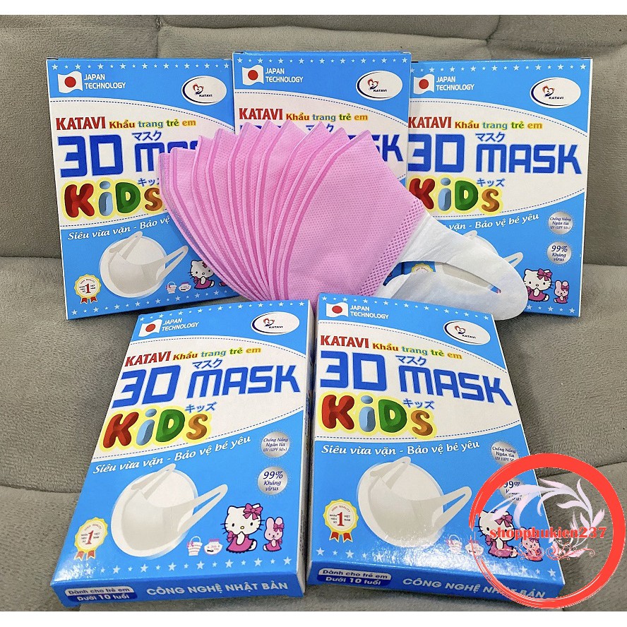 Khẩu Trang 3D Mask Katavi VinMask Dập Công Nghệ Nhật Có Size Bé Và Người Lớn Hộp 10 Cái
