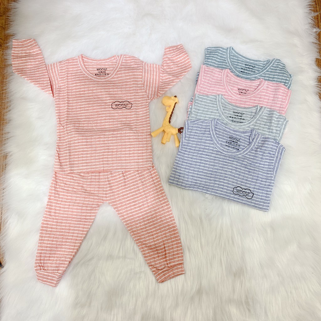 Bộ dài tay kẻ chất giấy Thái mềm mịn, QATE164 quần áo cho bé namkidshop