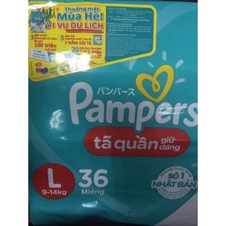 Tã/quần bỉm pampers combo 2 bịch quần size L36