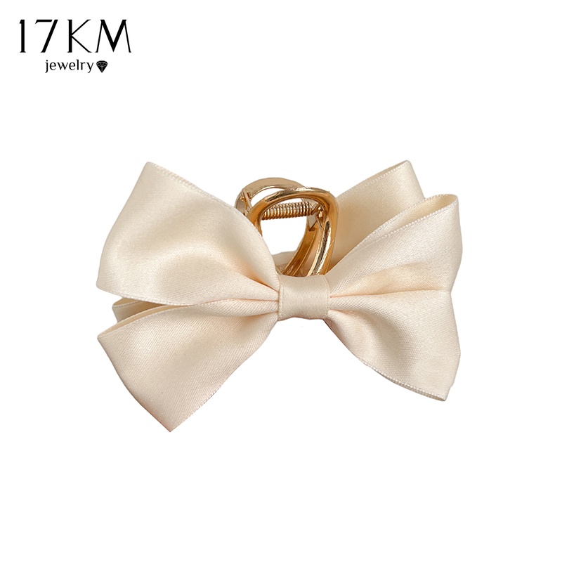 Kẹp tóc 17KM nơ lụa trắng đen thanh lịch cho nữ