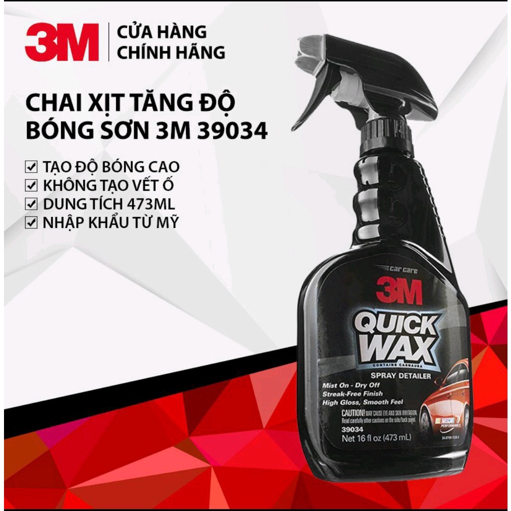 Chai Xịt Đánh Bóng Nhanh Ô Tô 3M-QUICK WAX 473ml - Bóng Sơn-3M
