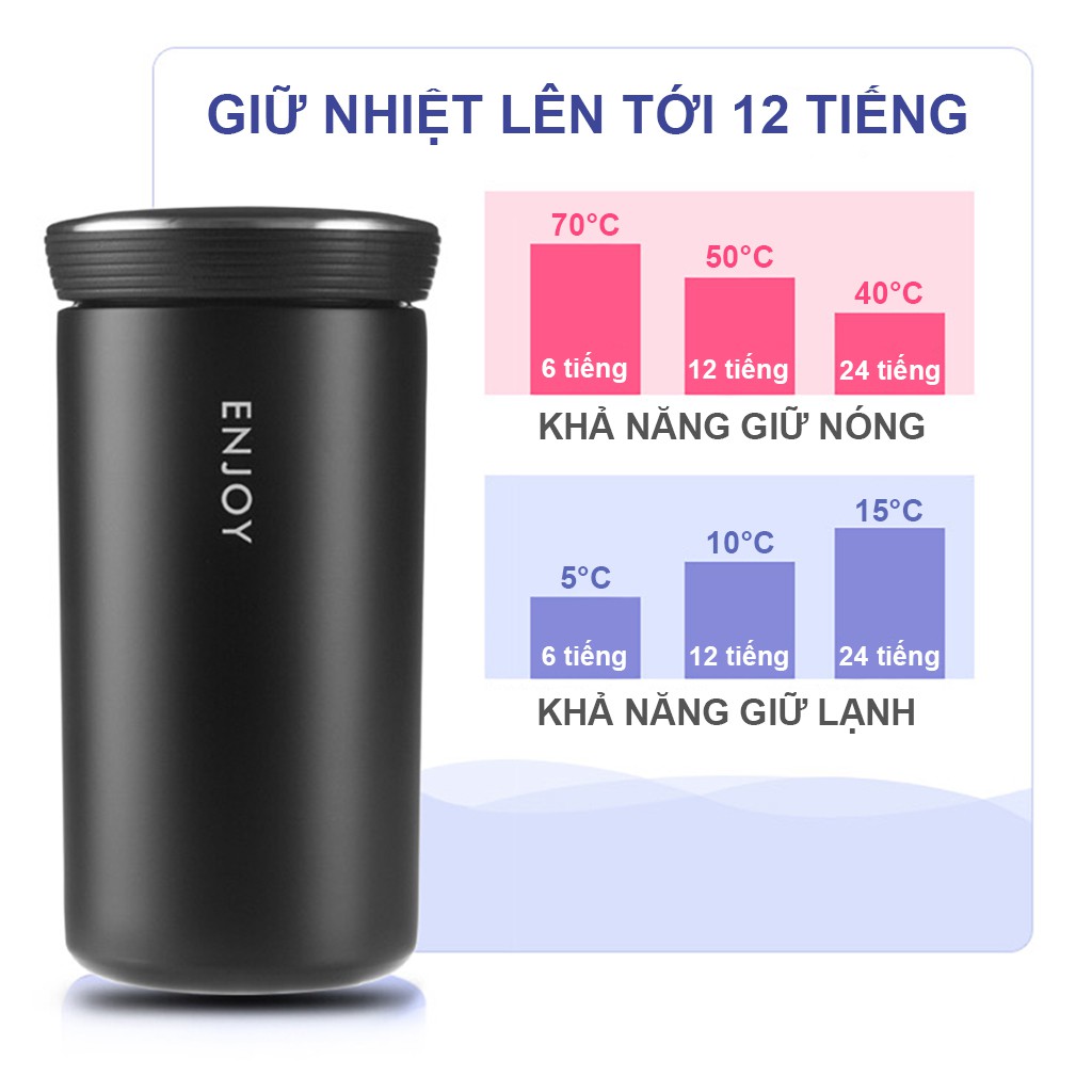 Ly giữ nhiệt mini cao cấp 350ml phong cách tối giản đựng trà, cà phê bằng thép không gỉ 304 giữ nhiệt 10 tiếng