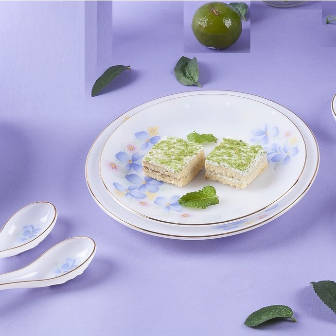 Đĩa tròn sâu viền vàng 22K các mẫu hoa văn và kích thước Thủy Tinh Ngọc USA Homeset cao cấp nhập khẩu chính hãng