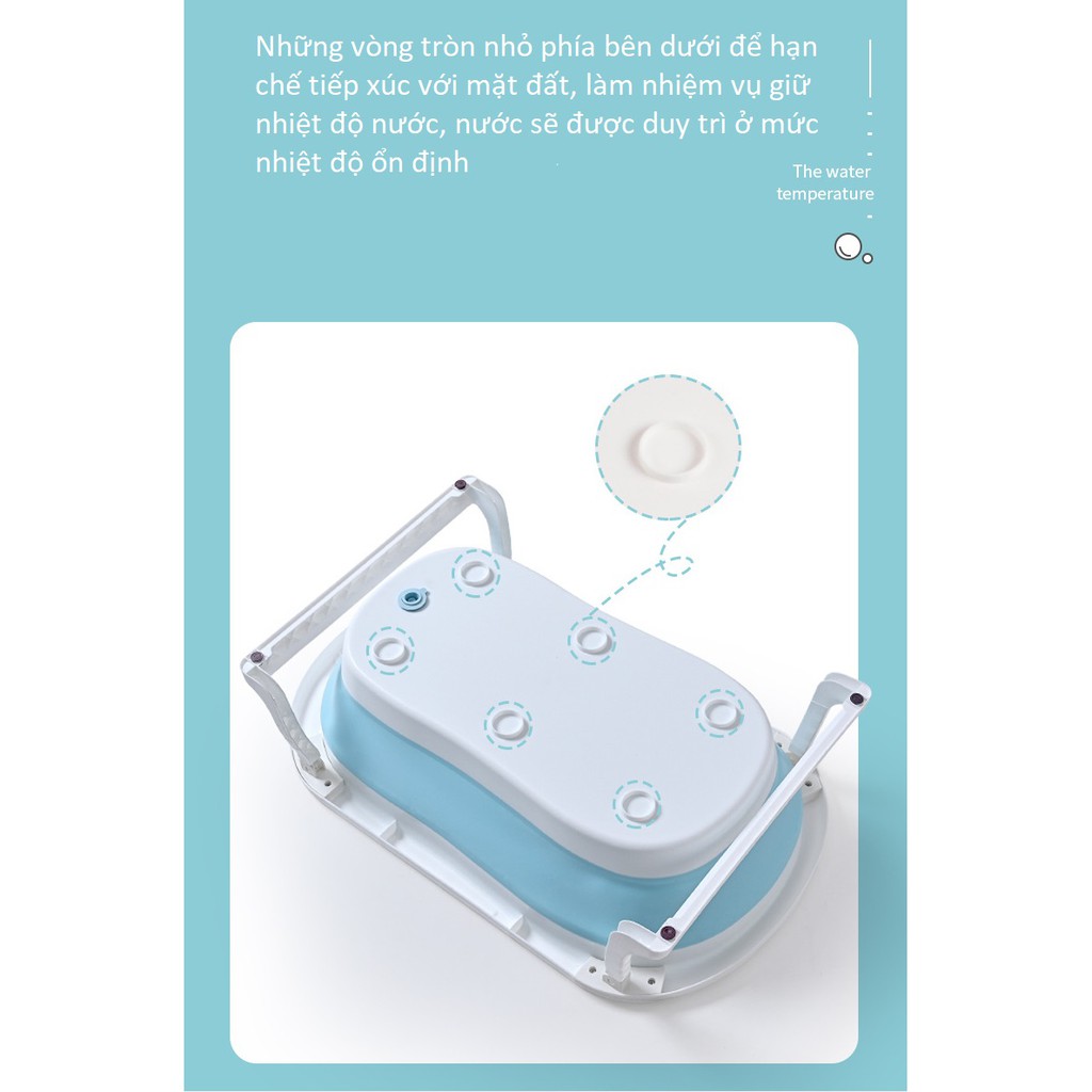 Bồn tắm báo nhiệt gấp gọn cho bé, ngồi nằm hoặc bơi lội, chậu tắm chuyên dụng cho bé từ 0 đến 5 tuổi