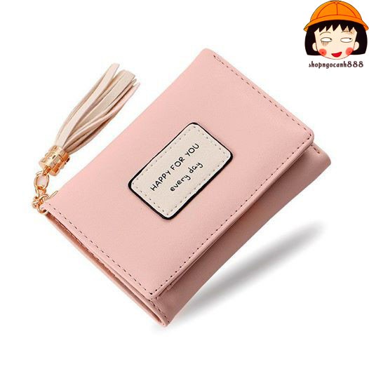 [TRỢ GIÁ] Ví Ngắn Nữ Cầm Tay Happy For You Màu Kẹo Ngọt Nhỏ Xinh Phong Cách Hàn Quốc !