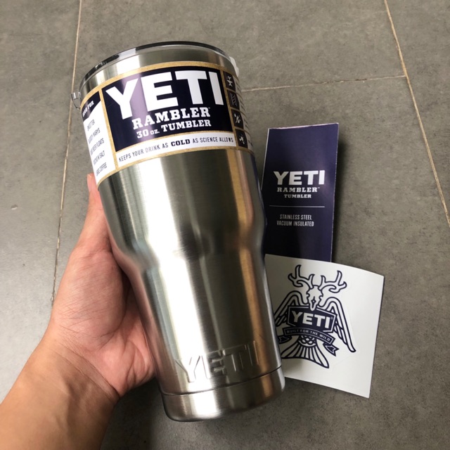 LY GIỮ NHIỆT YETI Inox Trơn 900ML (Logo YETI dập nổi - full phụ kiện)