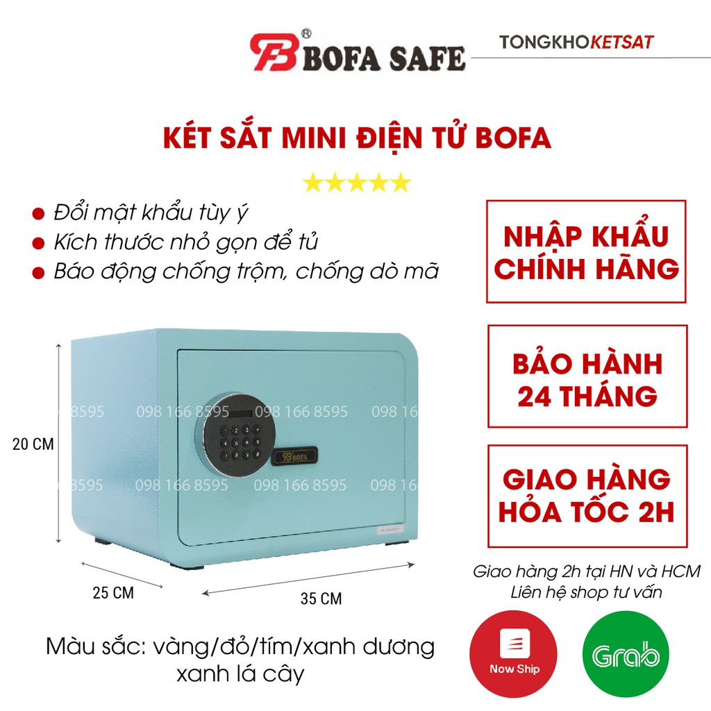 Két sắt nhập khẩu Bofa mini 🛵GIAO NHANH🛵 cỡ nhỏ khóa điện tử để trên bàn, để trong tủ loại 10kg hàng chính hãng