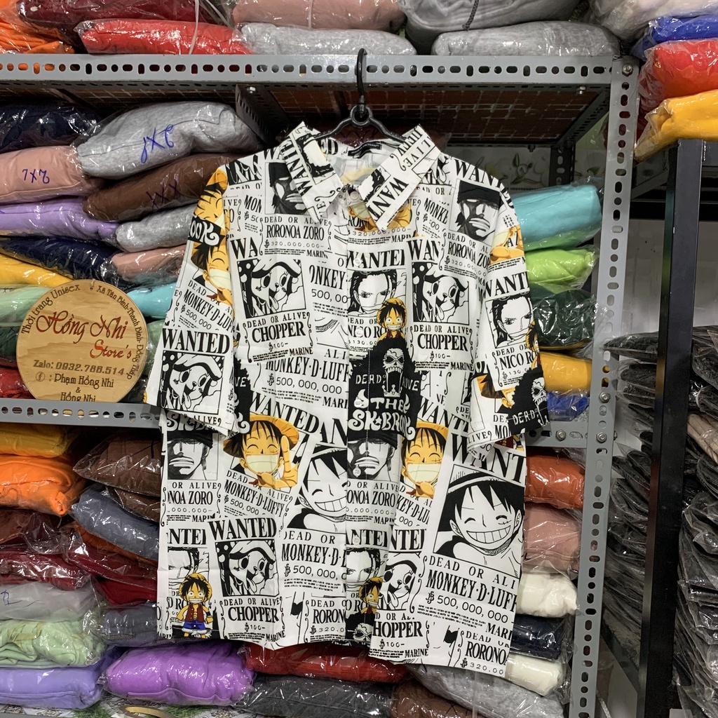 Áo Sơ Mi Họa Tiết Hoạt Hình Luffy Tay Lỡ Dáng Rộng Ulzzang Unisex, Sơ Mi Đi Biển - MM