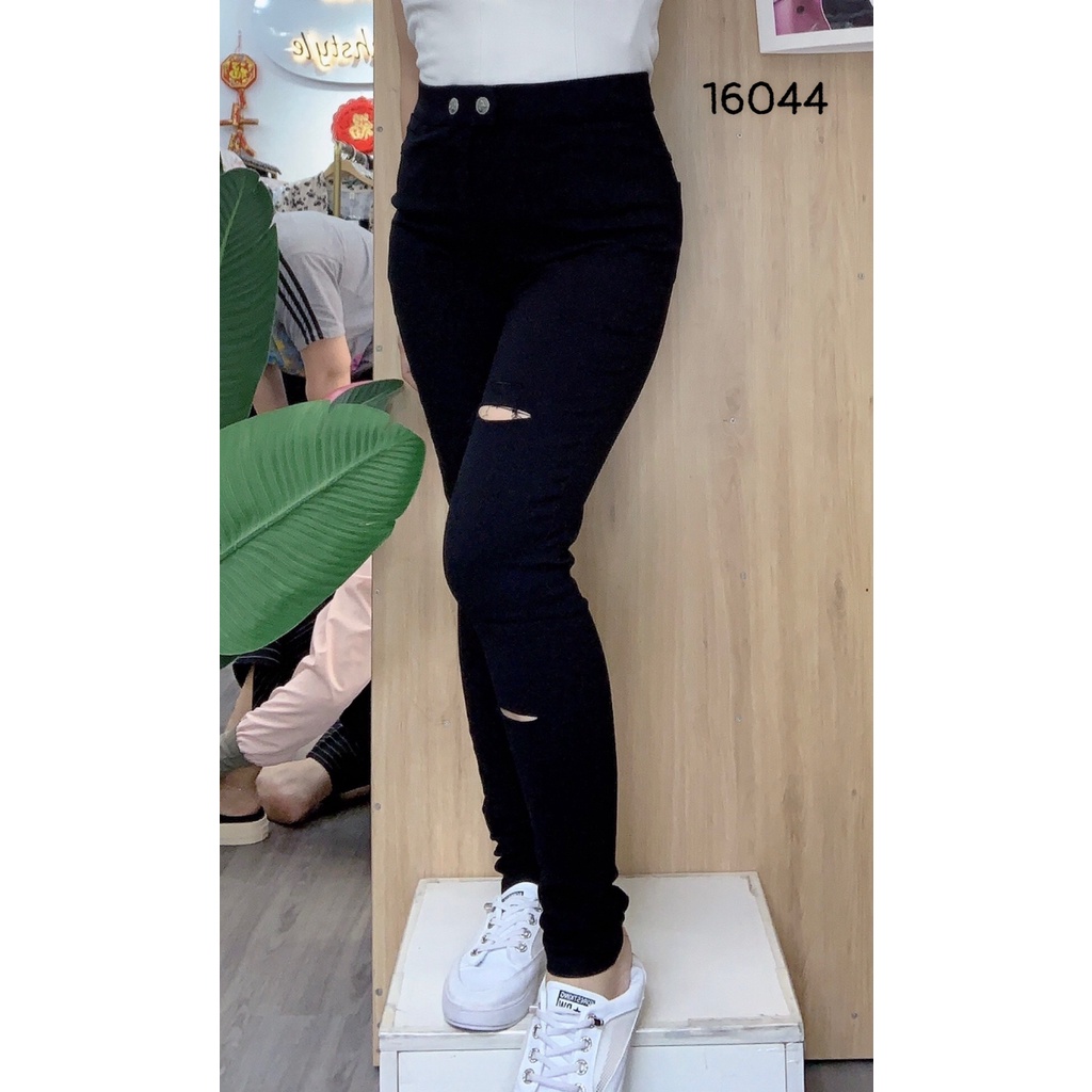 Quần lưng cao BIGSIZE 2 nút rá ch gối 16044