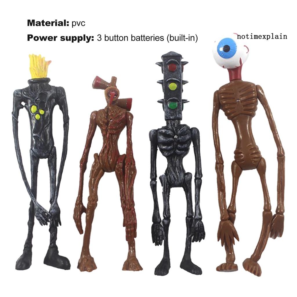 Set 4 mô hình nhân vật đầu siren có hiệu ứng đèn độc đáo