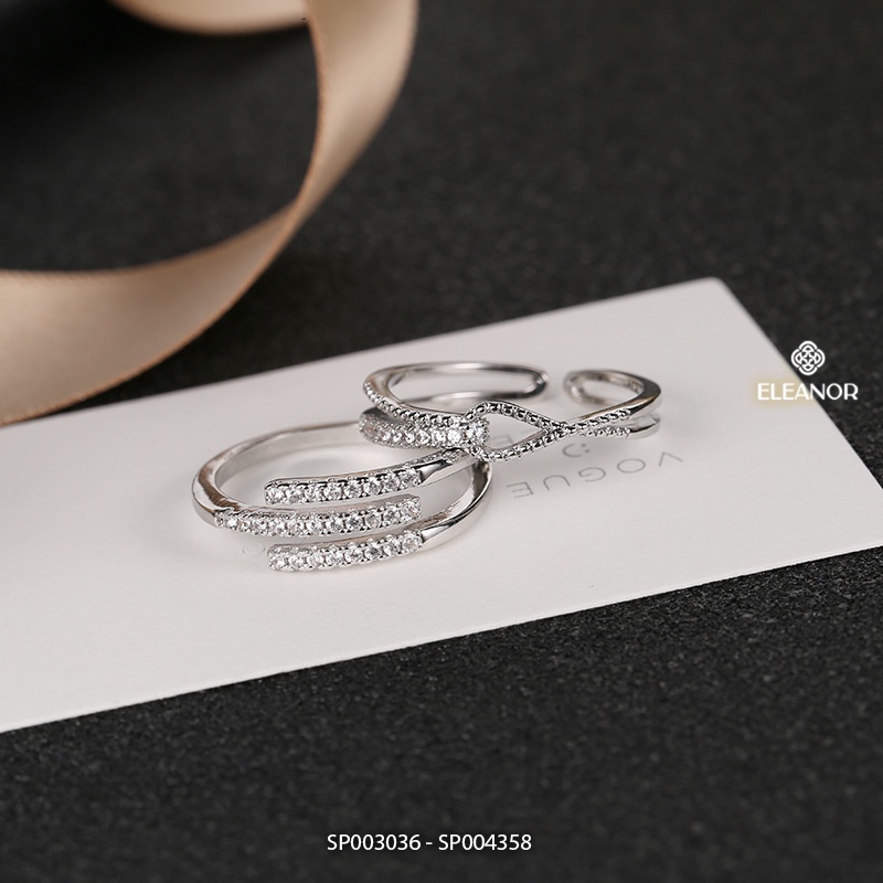 Nhẫn nữ hở bạc 925 Eleanor Accessories đính đá phụ kiện trang sức basic 3036