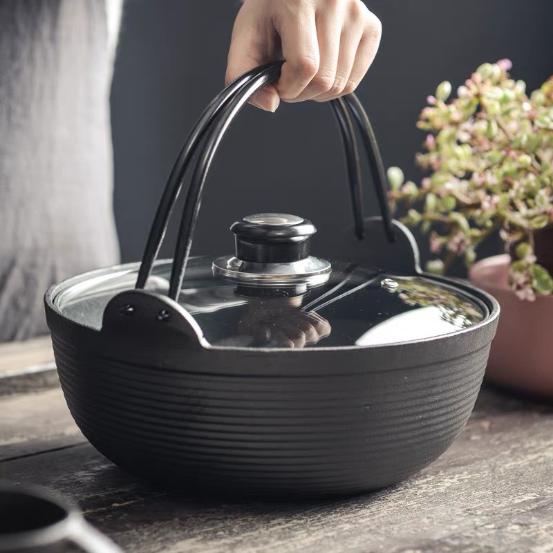Nồi gang chống dính tự nhiên dùng được trên bếp từ, nồi gang đúc nguyên khối rapio LIINKITCHEN