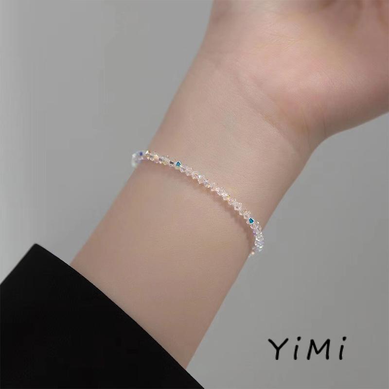 Vòng Tay Chuỗi Hạt Pha Lê Giả Thủy Tinh Mũi Nhọn 4mm Thiết Kế Đơn Giản Sang Trọng