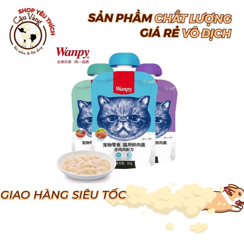 Súp thưởng cho mèo Wanpy 90g nắp vặn tiện lợi